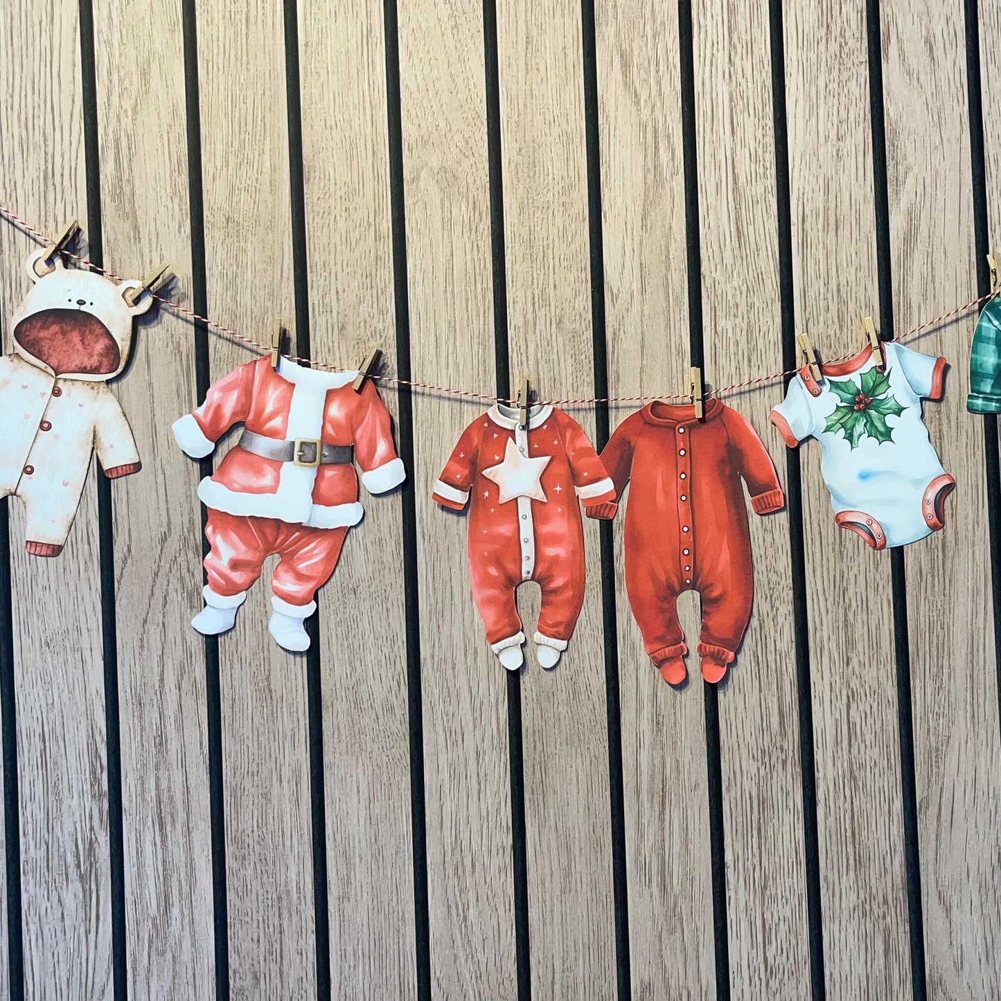 Christmas Baby Shower Bunting – Red & Green Baby Clothes Garland