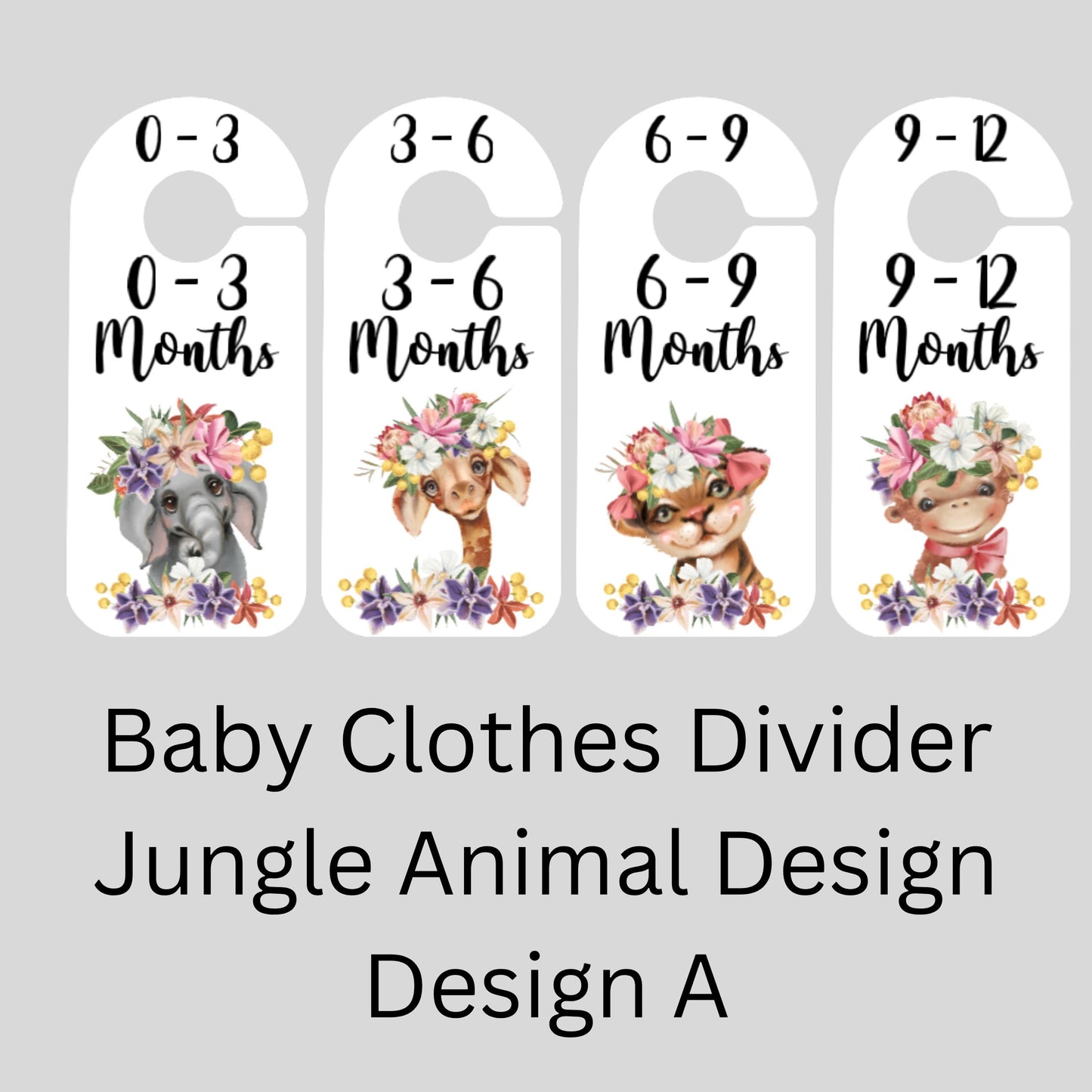 Boho Safari Baby Clothes Dividers – Nursery Wardrobe Hangers (0–12 Months)