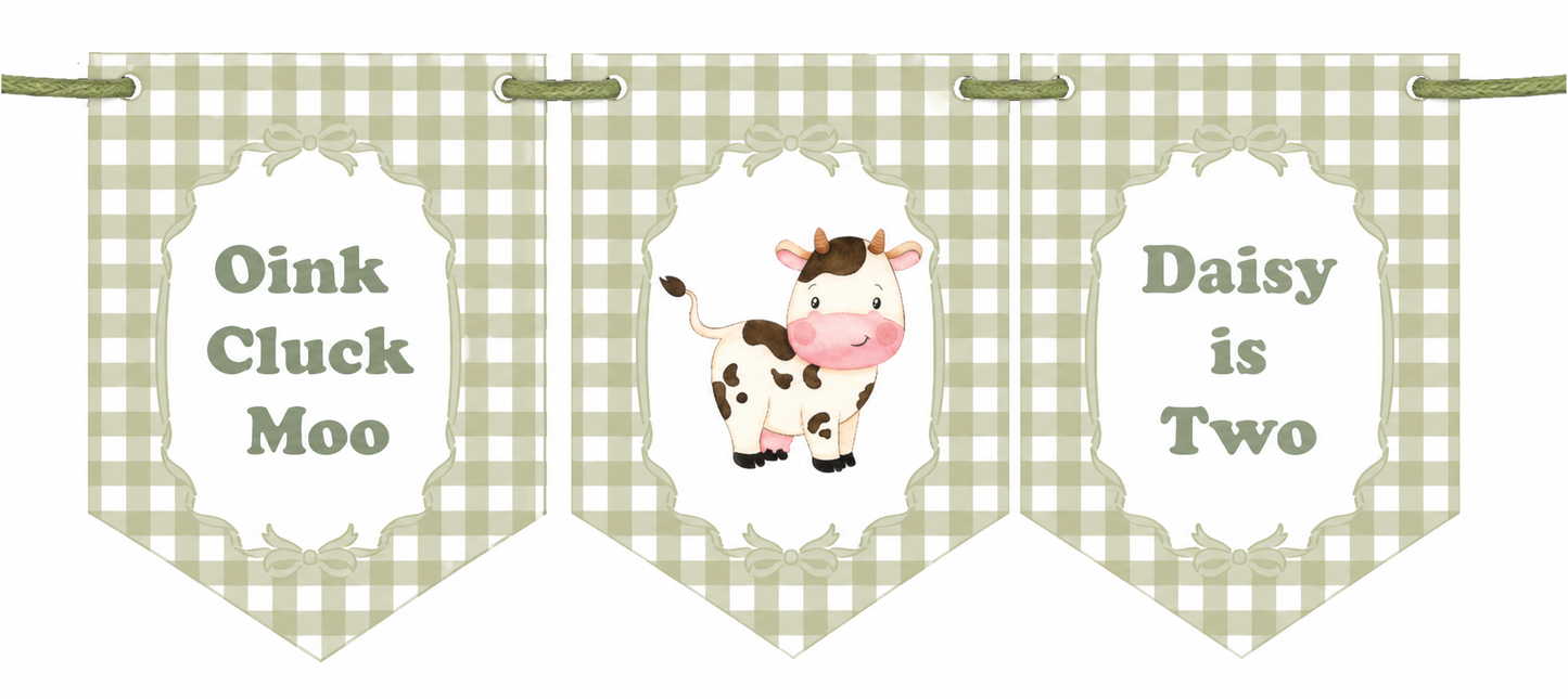 Personalised Farmyard Birthday Bunting – Farm Animal Name & Age Banner