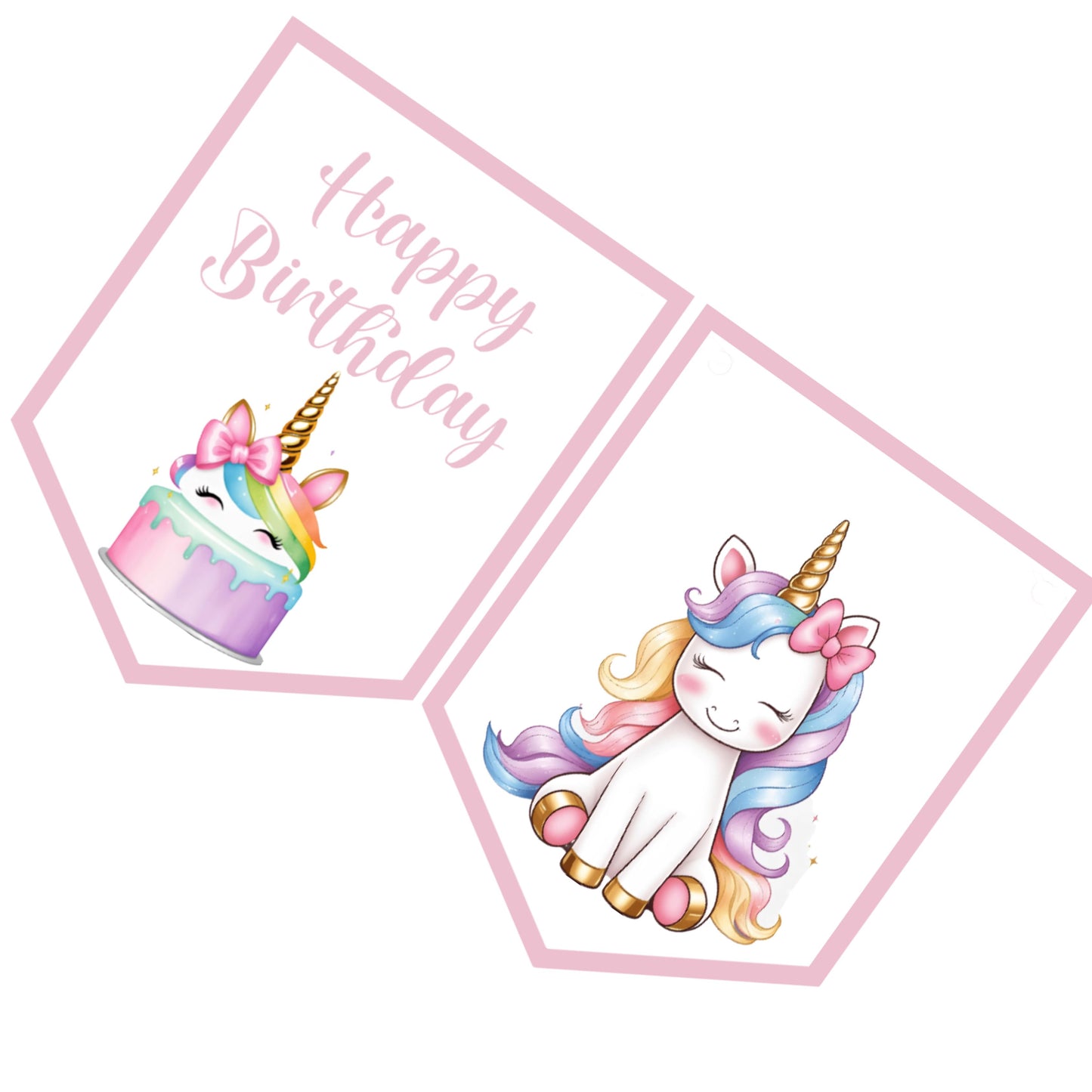 Personalised Unicorn Birthday Bunting – Pink Party Banner with Name