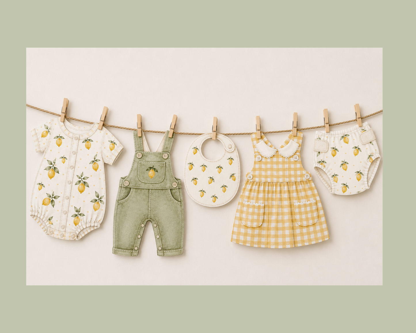 Lemon Baby Shower Bunting Main Squeeze Baby Shower Decorations Washing Line Baby Clothes Banner