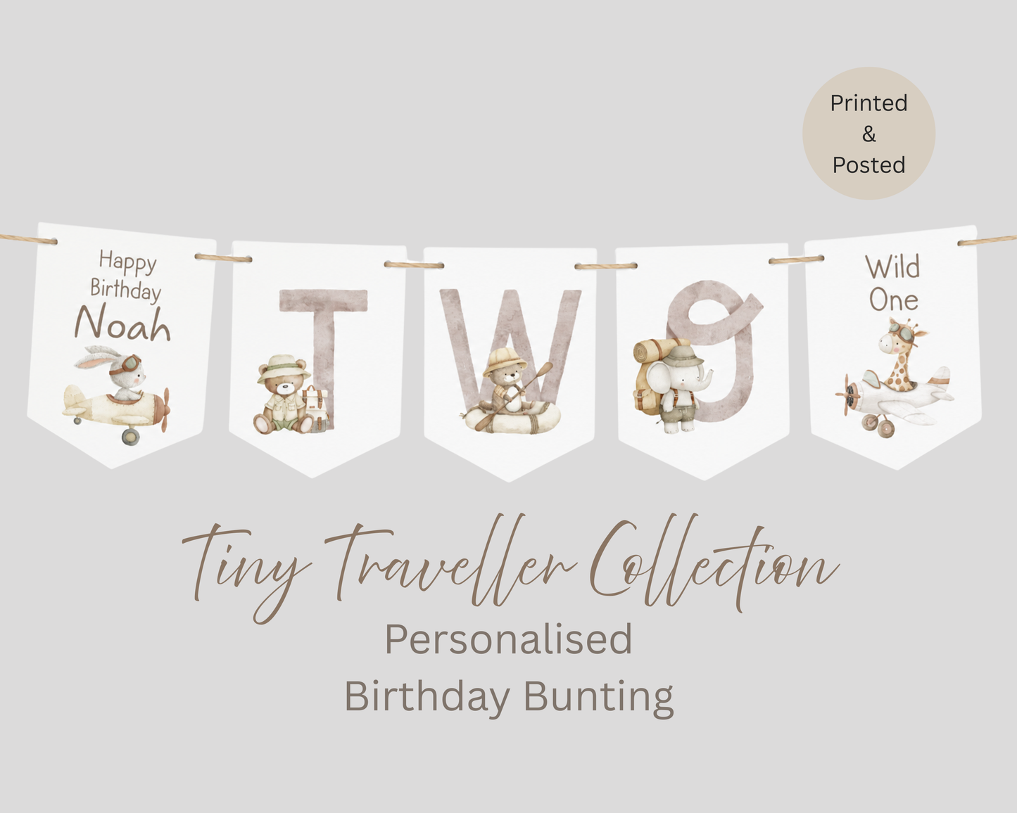 Little Explorer Birthday Bunting Personalised Wild One Adventure Decor Ages 1-3