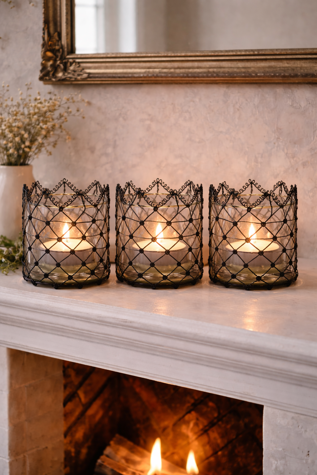 Parlane International Black Metal French Knot Tea Light Holder