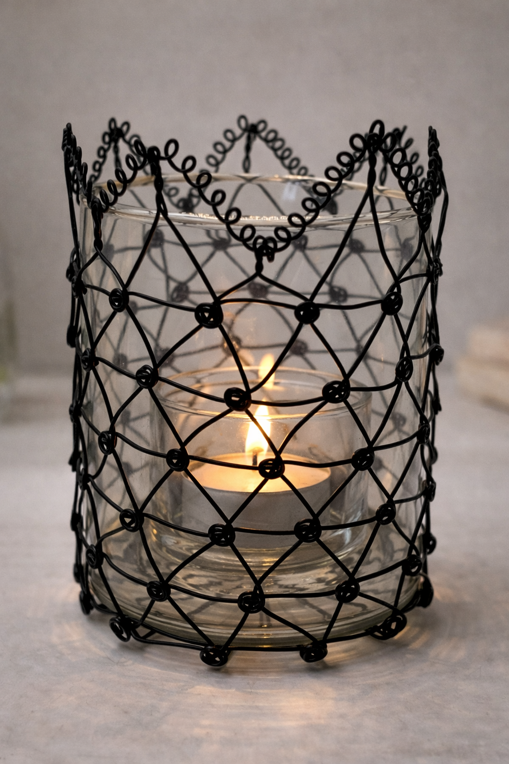 Parlane International Black Metal French Knot Tea Light Holder