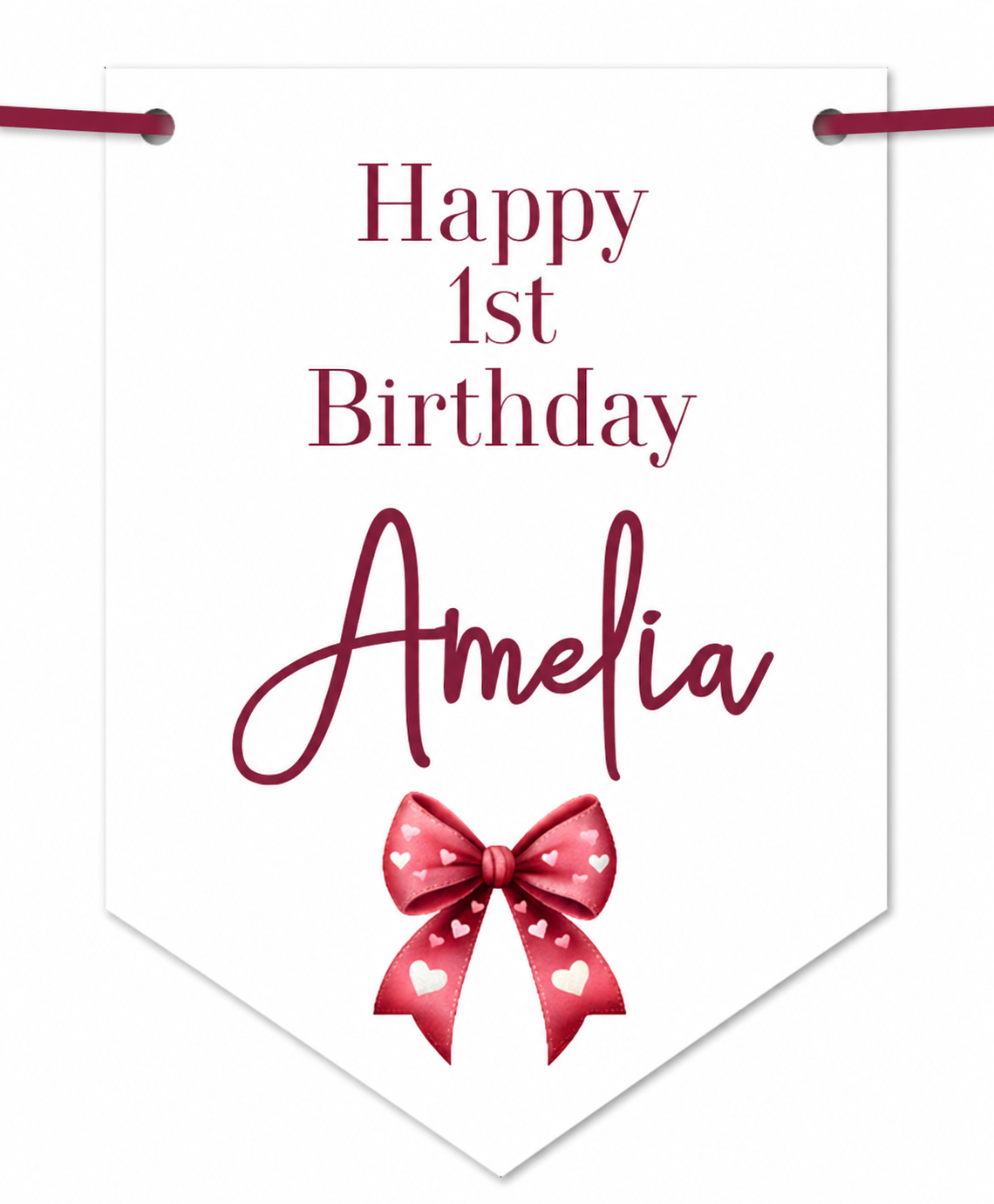 Personalised Teddy Bear 1st Birthday Bunting – Pink ONE High Chair Banner