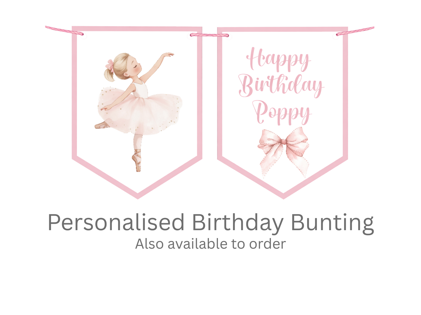 Ballerina Birthday Bunting – Ballet Party Banner Age 1–7 Girls Birthday Decor