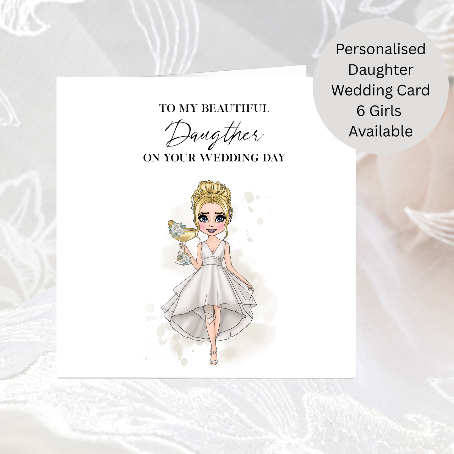 Daughter Wedding Day Card – Choose Bride Illustration