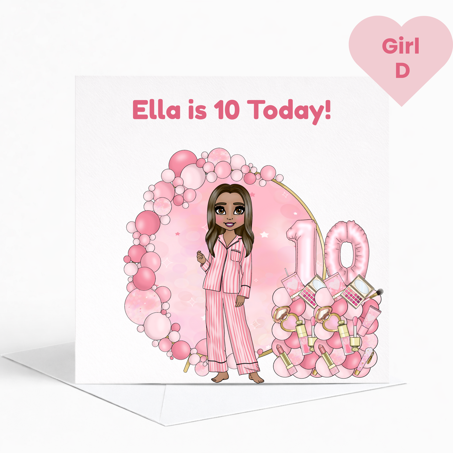 Personalised Beauty Birthday Card for Girls, Pink Pamper Spa Theme Card, Custom Name & Age Card, Sleepover Birthday Card, Stylish Girls Birthday