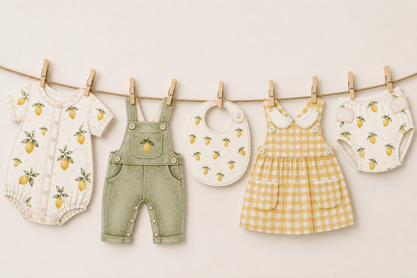 Lemon Baby Shower Bunting Main Squeeze Baby Shower Decorations Washing Line Baby Clothes Banner